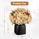 Briful Hydrangea Artificial Flowers in Ceramic Black Vase, Beige Silk Hydrangea Centerpieces for Tables, Realistic Dining Table Vase with Flowers for Farmhouse Home Decor Indoor