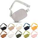 Fleece Belt Bag with Adjustable Strap for Women and Men Crossbody Fanny Bag Bum Bag, Waist Pack for Hiking Workout Sports Travel Light Grey