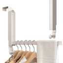 KitchLife Over Door Drying Rack, Foldable Hook Portable Space Saving Hanger for 1 3/ 8" Doors for Laundry Bathroom Bedroom Clothes Coat Towel Rack, Travel & Home Use, Ivory
