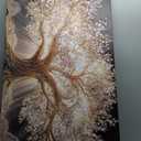 Large Gold Wall Art Framed Tree Of Life Artwork for Living Room 29" x 58"