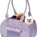 Dog Carrier Purse, Pet Bag, Waterproof Premium Leather Pet Travel Portable Bags for Cat and Small Dog Home & Outdoor Small Purple (15.3"L x 8.1"W x 10.0"H)
