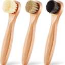 3 Pcs Wooden Laundry Stain Brush Stain Remover Dauber Brushes with Round Head Boar Bristle Small Stain Brush for Clothes for Scrubbing Stains from Furniture Fabric Leather(Style A)