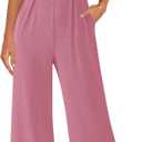 PRETTYGARDEN Summer Sleeveless Jumpsuits for Women Dressy Square Neck Wide Leg Pants Knit One Piece Rompers Fashion Clothing (Pink, XXL)