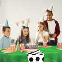 Oudain 6 Pcs Soccer Party Tablecloth 84 Inches Soccer Round Table Cloth Disposable Plastic Table Covers for Decors Birthday Party Supplies Favors, 84 inches in diameter