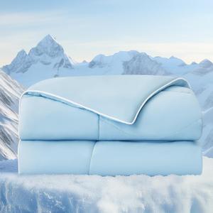 BEDELITE Cooling Comforter Queen Size,Double Side Cooling Blankets for Hot Sleepers,Lightweight & Breathable Summer Comforter Queen Size，Blue,88x88 Inches