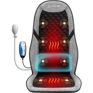 COMFIER Back Massager with Heat, Massage Seat Cushion for Chair with 10 Vibration Motors, Adjustable Lumbar Support,Chair Massager for Office,Recliner,Gifts for Men,Women (Grey Black)