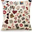Y2K Room Decor Aesthetic Throw Pillow Covers - Cute Downtown Girl Room Decor, Coquette Y2k 2000's Grunge Print, Trendy Bedroom Decor for Teen Girls, 18x18 Inch