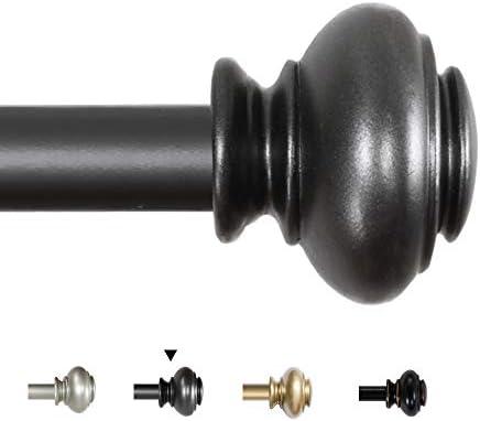 H.VERSAILTEX Window Curtain Rods for Windows 28 to 48 Inches Adjustable Decorative 3/4 Inch Diameter Single Window Curtain Rod Set with Classic Finials, Pewter