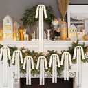 Janinka 12 Pcs 3 Sizes Beige Velvet Bows Christmas Ornaments Cream Velvet Staircase Wreath Rustic Crafts Bows for Xmas Home Decor Christmas Tree Party Indoor Outdoor Door Holiday Decor