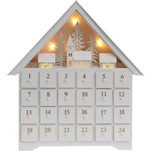 Christmas Wooden Advent Calendar House with 24 Drawers, Countdown to Christmas for Kids, LED Home Decoration, L16.25 x H17.9 x T2.87 inches, Battery Operated