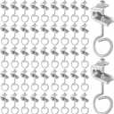 Hicarer 50 Set 1/4 x 20 Beam Clamp Steel Small C Clamps with Screws Metal Machine Threaded Bridle Rings Cable Ring Hangers for Pipe, Can Withstand 75 Lbs (1 1/4 Inch Bridle Rings)