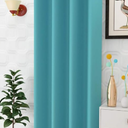 Stuffique Silk Solid Opaque Home & Living Room Eyelet Blackout Curtain (4 x 7 Feet, Aqua)