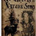 WODMIS Christmas Wall Decor,Christmas Signs Religious Framed Canvas Wall Art,Woodland Santa,vintage christmas,Farmhouse Christmas Decor For Home Kitchen,Let Heaven And Nature Sing Wall Decor 11x14