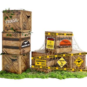 Fuutreo 16pcs Dinosaur Birthday Decorations 12 x 12 x 12 Inch Dino Theme Boxes Supplies, 79 x 40 Inch Natural Fishing Net Decor, Backdrop Photo Props for Birthday Halloween Christmas