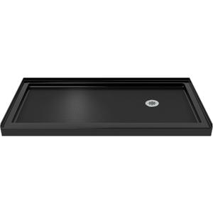 DreamLine SlimLine 32 in. D x 60 in. W x 2 3/4 in. H Right Drain Single Threshold Shower Base in Black, DLT-1132602-88