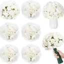 XunYee 85 Pcs White Artificial Peonies Faux Silk Flowers Bulk for Vase Spring Vintage Faux Peony Bouquet Florals Stems Arrangements for Wedding Table Centerpiece Farmhouse Birthday Vase Filler