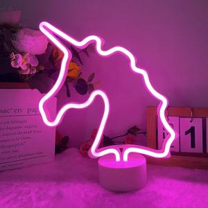 Unicorn Neon Sign with Holder Base, USB & Battery Powered, Pink Unicorn Neon Lights for Girs Room, Table Lamp Decor for Home, Bedroom, Living room, Bar, Office, Party, Christmas, Birthday Gifts