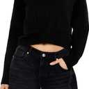 Forever 21 Women's Cropped Crew Sweater (X-Large, Black)