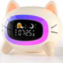 Kids Alarm Clock Ok to Wake Alarm Clock for Kids, Toddlers Night Light Clock for Bedroom, Cat Alarm Clock with Sleep Training and Sound Machine, Birthday Gift for Boy Girls Children