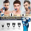 Men's Electric Razor, Upgraded 4D Floating Magnetic Blade Head Rotary Shaver, 3-in-1 Multifunctional for Beard/Nose/Sideburns, IPX7 Waterproof Rechargeable Cordless Shaver, Turbo Speed, Gift for Men