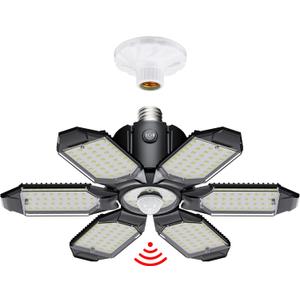 Craftersmark Motion Sensor Garage Light, 20000LM 200W Garage Lights Ceiling Led Motion Activated,Motion Light Indoor with Dusk to Dawn, E26/E27 Screw in Shop Light for Basement Barn Attic Warehouse, Screw-in