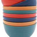 Straw Bowl Sets of 8 Plastic Unbreakable Cereal Bowls 26OZ Microwave and Dishwasher Safe BPA-Free Bowl Dessert Bowls for Serving Soup, Oatmeal, Pasta and Salad