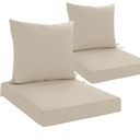 24x24 Inch Outdoor Cushions for Patio Furniture Set of 2, Waterproof Outdoor Chair Cushions w/Fade-Resistant, Removable & Machine-Washable Covers, Deep Seat Sofa/Couch Pads Replacement, cream