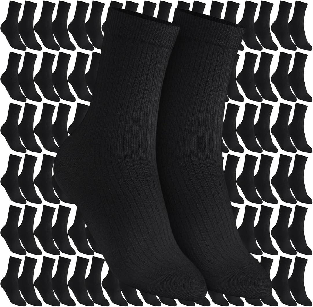 Winter Socks Bulk for Homeless Donations Moisture Wicking Crew Socks for Unisex Adult Men (Black)