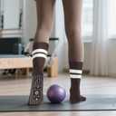 4 x Pilates Socks with Grips for Women, Non-Slip Grippy Yoga Socks with Sticky Bottom for Barre, Workouts, Hospital
