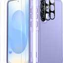 SPIDERCASE Designed for Samsung Galaxy S25 Plus Case, [10 FT Military Grade Drop Protection],2 Pack [Tempered Glass Screen Protector+Camera Lens Protector] Heavy Duty Shockproof Case,Light Purple