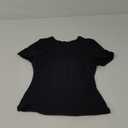 SUUKSESS Women Double Lined Fitted Basic Tee Crew Neck Short Sleeve Y2K Crop Top, Small, Black