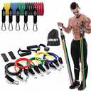 LUREASY Resistance Bands Set (11 PCS) Portable Home Gym Accessories - Stackable Up to 150 lbs,Exercise with Door Anchor, Handles, Carry Bag, Legs Ankle Straps for Training, Workouts