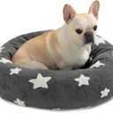 Mora Pets Donut Small Dog Bed - Round Cat Bed for Indoor Cats with Washable Removable Cover, Cute Calming Fluffy Pet Circle Bed Anti-Anxiety for Puppy Cat Dog, Grey 23"