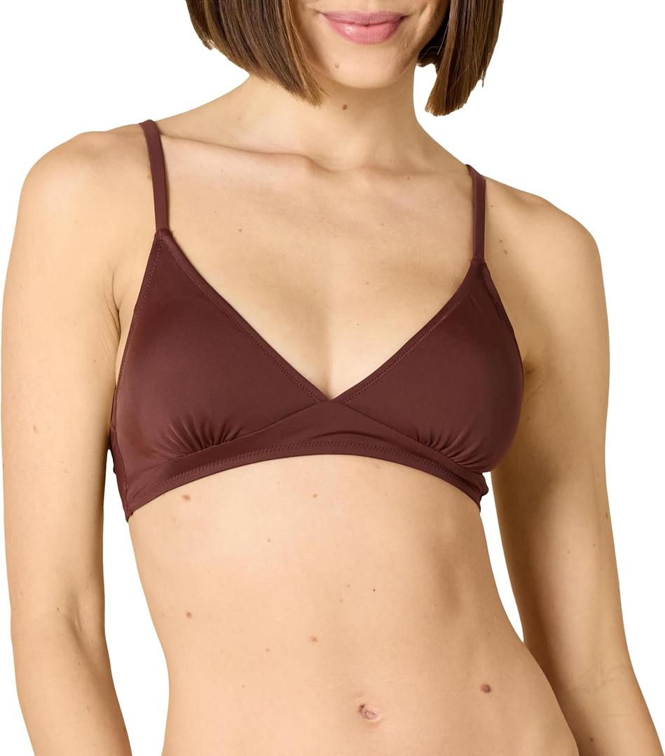 Amazon Essentials Womens Light-Support Classic Bikini Swimsuit Top (Medium, Deep Brown)
