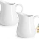 2 PCS Small Creamer Pitcher Set, 9 OZ Ceramics Creamer Pitcher with Handle for Farmhouse Kitchen Coffee Milk Sauces, White