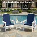 Adirondack Chair Cushions Set of 2 - Removable Covers, Water-Repellent & Fade-Resistant Faux Linen, Securing Straps, Non-Slip Bottom, Fit for Most Outdoor Adirondack & Rocking Chairs - Navy