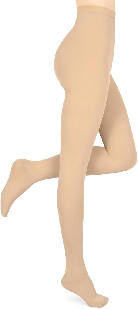 Medical Compression Stockings for Women 20-30mmhg, Reinforced Support Comfortable Compression Hose Pantyhose, Compression Tights Socks Women (Beige 1Pack)