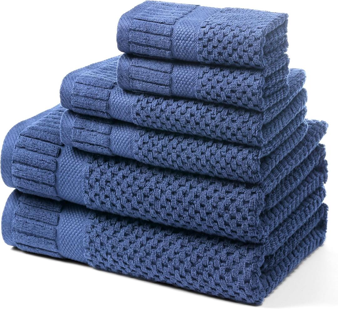100% Cotton Bath Towels for Bathroom,Highly Absorbent Bath Towels Set Quick Dry,Luxury Soft Towels for Hotel (6, Electric Blue)