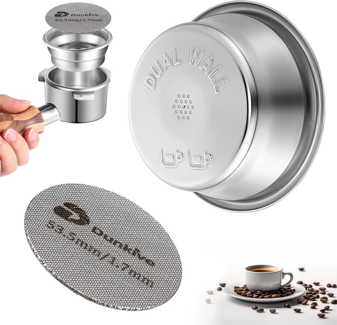 Dual Wall Filter & Puck Screen Compatible with Breville Barista Express BES860XL/11.41, Stainless Steel portafilter basket & Lower Shower Screen for Better Extraction (54 mm Basket)