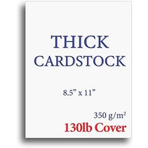 Extra Heavy Duty 130lb Cover Cardstock - Bright White - 350gsm 17pt Thick Paper for Industrial Inkjet & Laser Printers - 8-1/2" x 11" - 40 Pack