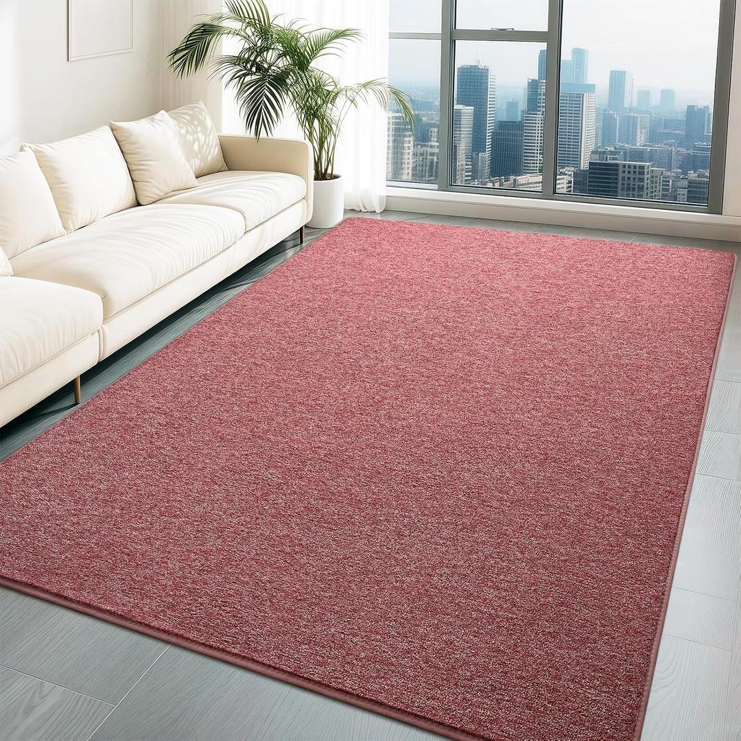4x6 Area Rugs for Living Room, Washable Memory Foam Soft Modern Rug, Indoor Low Pile Minimalist Non Slip Carpets for Kids Girls Bedroom Nursery Dorm Home Decor, Red