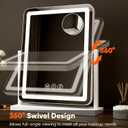 Antok Vanity Mirror with Lights, 24"X20" Lighted Makeup Mirror, Smart Touch, 3 Color Modes and Brightness Adjustable, LED Vanity Mirror with Detachable 10X Magnification, 360° Rotation for Makeup Desk