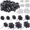 45 Sets(135PCS) M4 M6 M8 Star Knobs Male Thread Clamping Knob Screw Hand Tightening Knob Quick Removal Replacement Parts with 304 Stainless Steel Hex Nuts and Flat Washers Assortment Kit