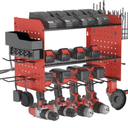 Solatmos Power Tool Organizer Charging Station With Light Angle Grinder Holder, Heavy Duty 3 Layer Drill Holder,1 Screw Boxes,4 Hooks,Tool Battery Holder Built in 4 Outlet Power Strip (red)
