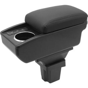 YJYWZH Car Armrest Storage Box for Chevy Chevrolet Trax 2016-2020 Double Layer Car Center Console Organizer with 6 USB Ports and Cup Holder Car Armrest Accessory(Black Thread)