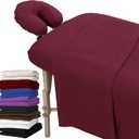 London Linens Extra Thick 3 Piece Set Massage Table Sheets Set - 100% Natural Cotton Flannel - Includes Massage Table Cover, Massage Fitted Sheet, and Massage Face Rest Cover (Burgundy)