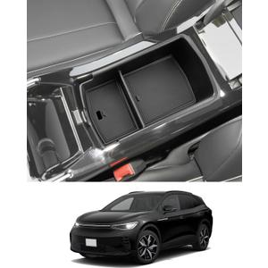 2023 2024 2025 2026 ID.4 Accessories Center Console Organizer for VW ID.4 (Standard/S/S Plus/Pro/Pro S/Pro S Plus), Durable ABS Plastic Console Tray Insert 2026 2025 ID.4 Accessories (Black)