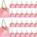 Pack of 50 Small Thank You Gift Bags with Handles, Pink Mini Party Favor Bags 5.5''x 2.5''x4.7'', Mini Gift Bags Bulk with Bow Ribbon for Valentine's Day, Bridal, Wedding, Baby Shower
