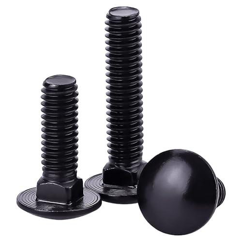 5/16-18 x 3/4" Black Steel Carriage Bolts, 304 Stainless Steel 18-8, Round Domed Head Square Neck Carriage Bolts Screws, Coarse Thread UNC, 20 PCS