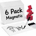GAMENOTE Magnetic Dry Erase Lap Boards for Kids, 9x12 Double-Sided Lined and Blank Whiteboards with Markers & Erasers, Small Classroom and Homeschool Writing Board, 6 Pack